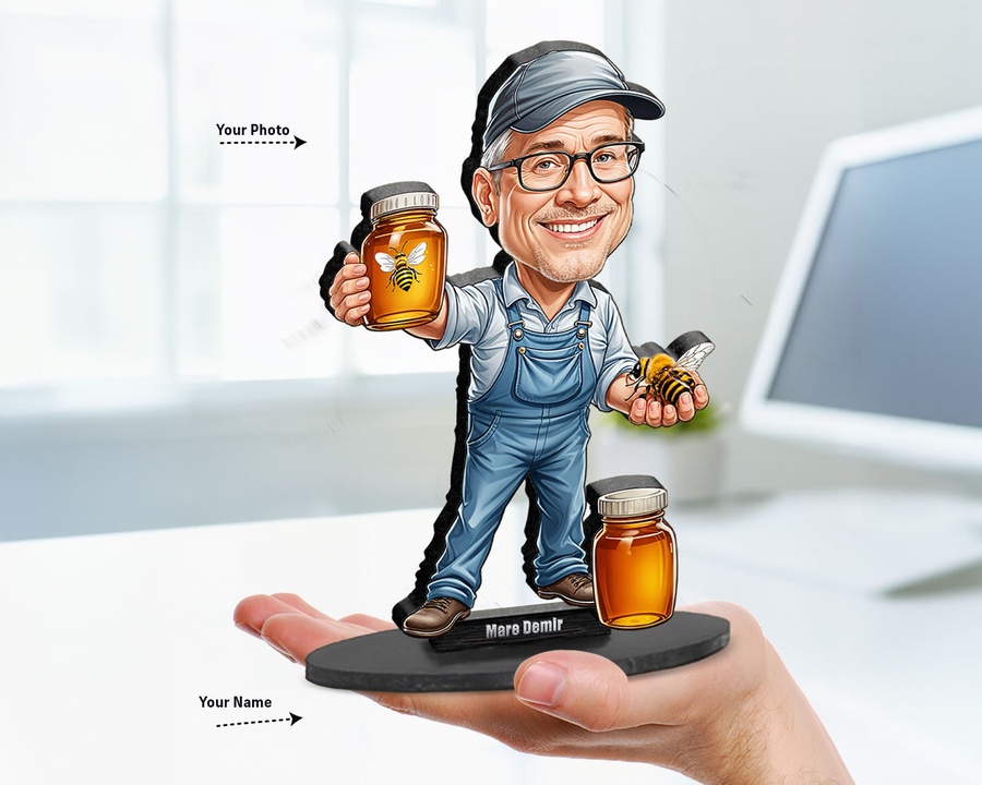 Beekeeper with Honey Jar figurine — custom Business gift