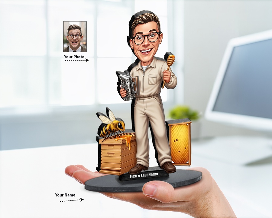 Beekeeper — Protective Gear figurine — custom personalized Business gift, premium wood 8 inches