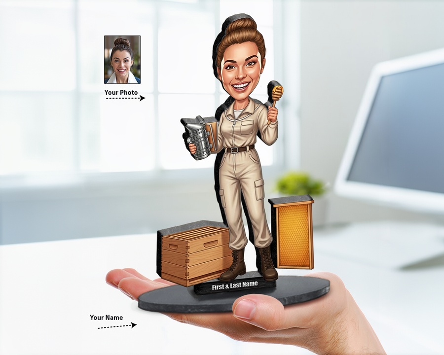 Beekeeper — Full Gear figurine — custom personalized Business gift, premium wood 8 inches