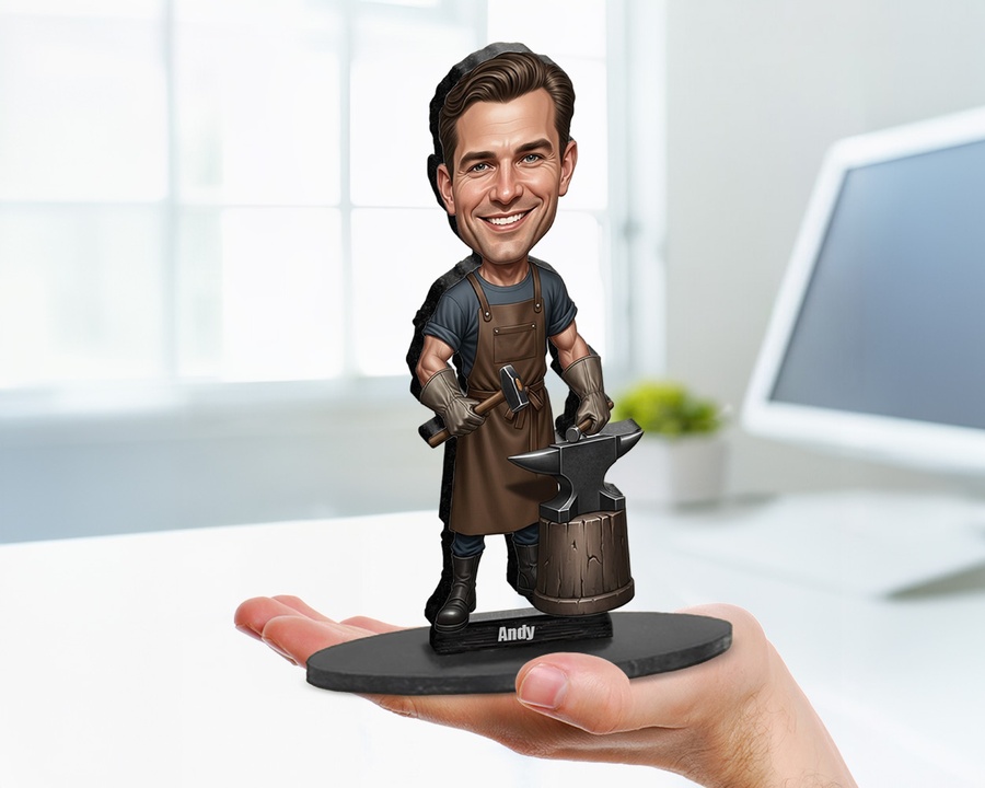 Blacksmith figurine — custom personalized Business gift, premium wood 8 inches