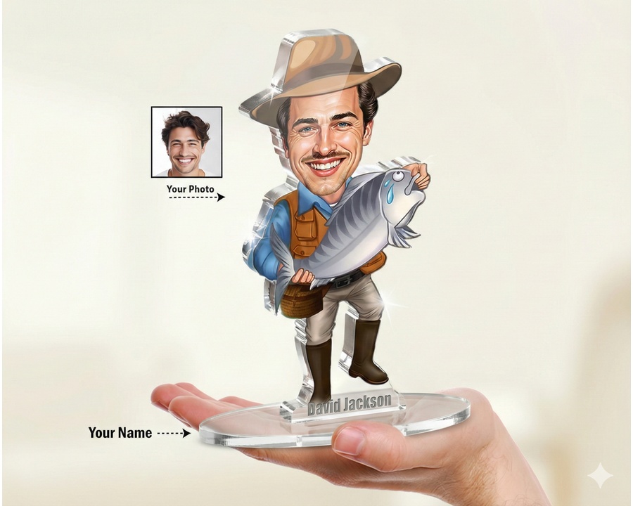 Fisherman with Cowboy Hat figurine — custom Sport gift
