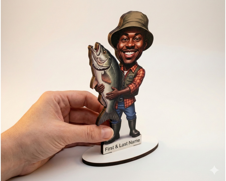 Fisherman — Dark Skin figurine — custom Sport gift