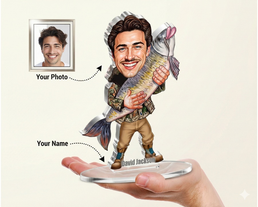 Fisherman in Camo Jacket figurine — custom Sport gift