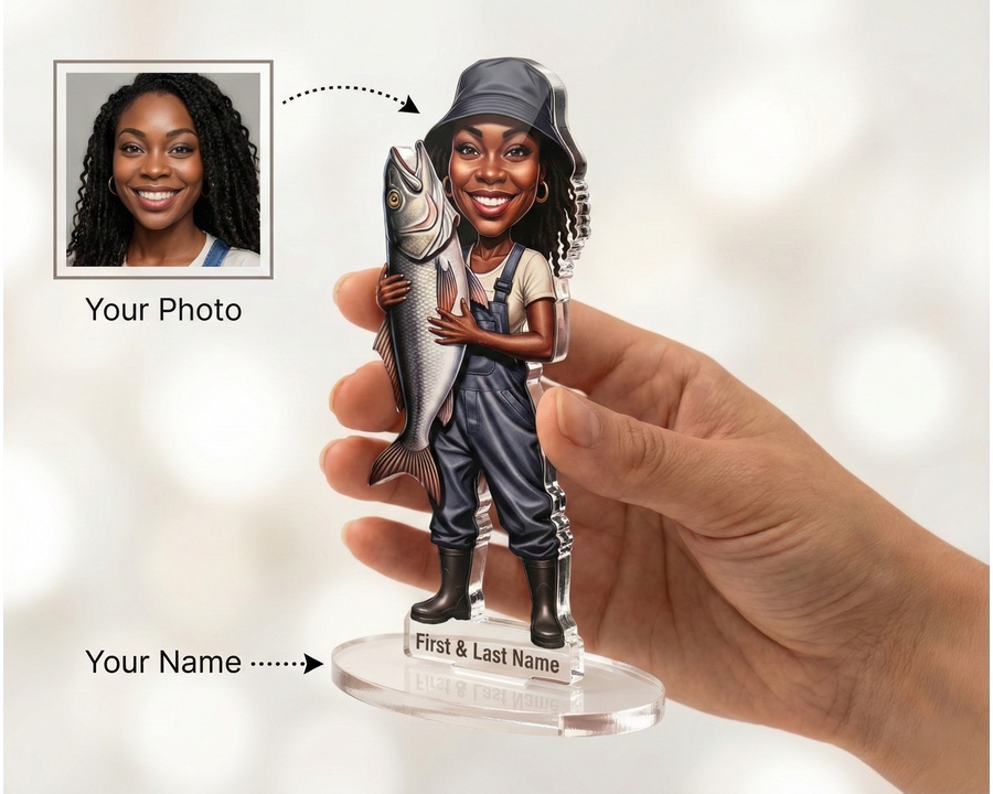 Female Angler figurine — custom Sport gift
