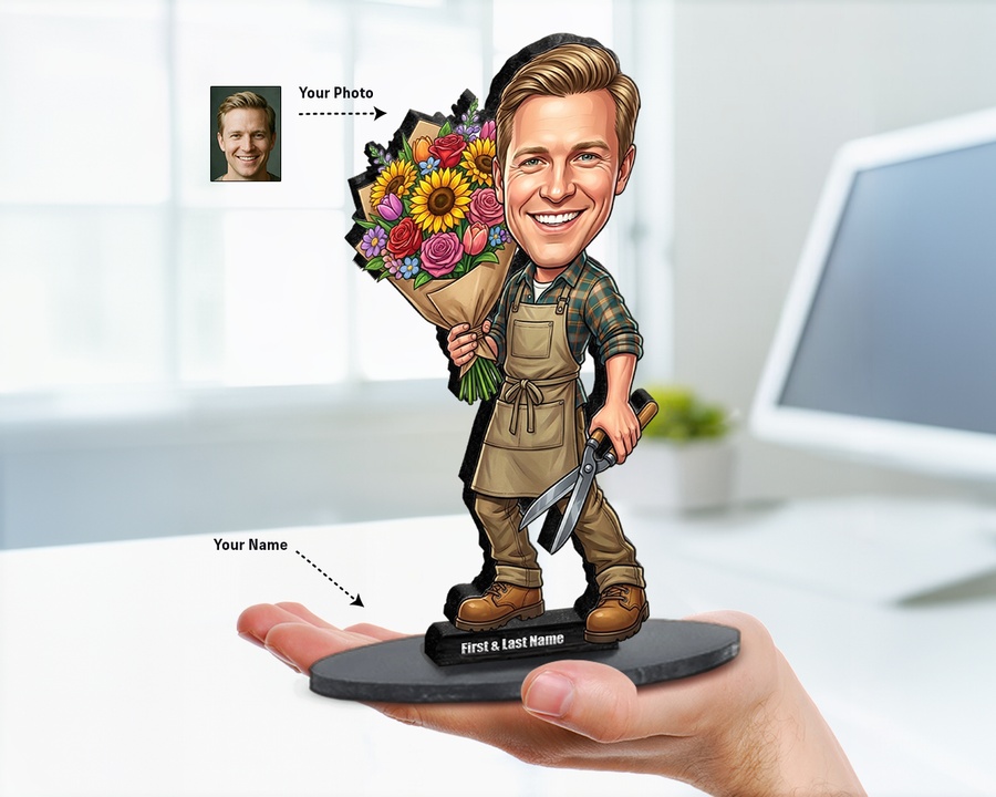 Florist figurine — custom personalized Business gift, premium wood 8 inches