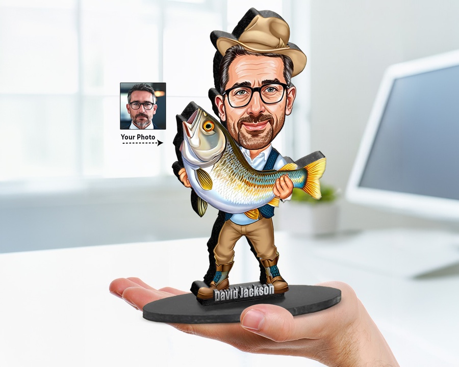 Fisherman with Colorful Catch figurine — custom Sport gift
