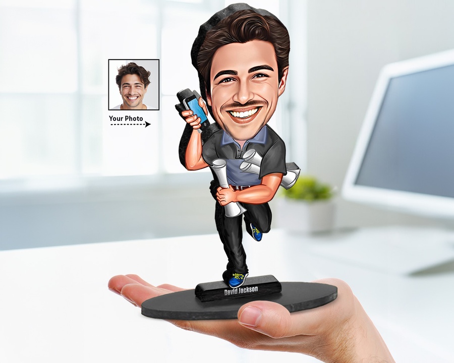 Construction Worker — Brick Layer figurine — custom personalized Business gift, premium wood 8 inches