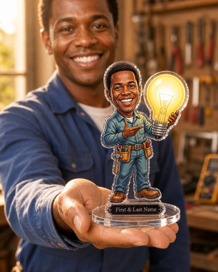 Electrician (Male) figurine — custom Business gift