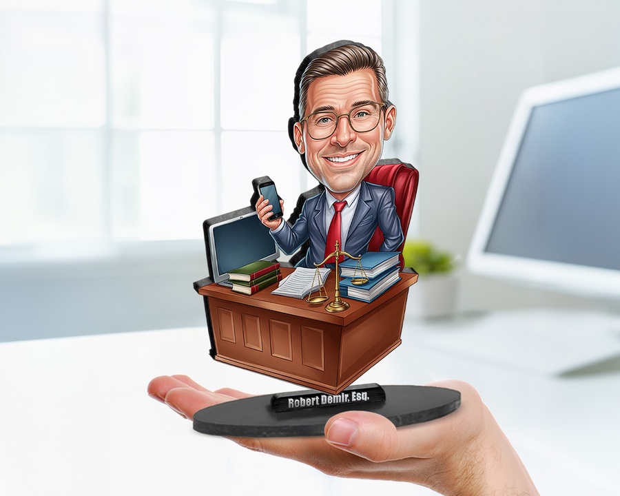 Lawyer at Desk figurine — custom Business gift