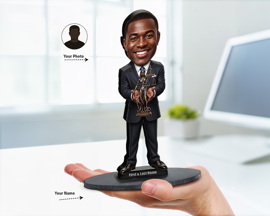 Male Attorney — Brown Skin figurine — custom Business gift