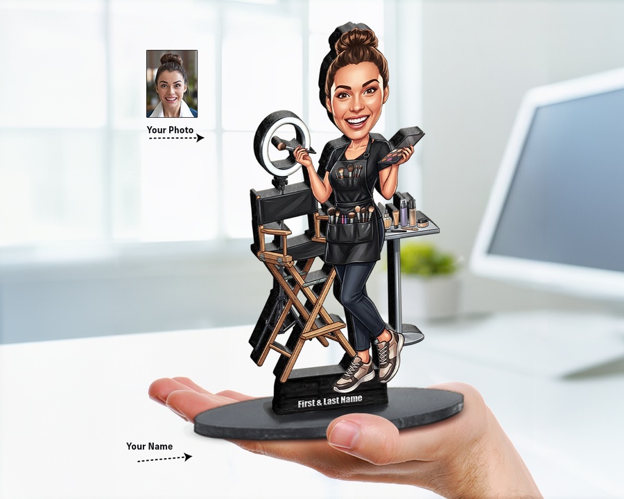 Makeup Artist figurine — custom personalized Business gift, premium wood 8 inches