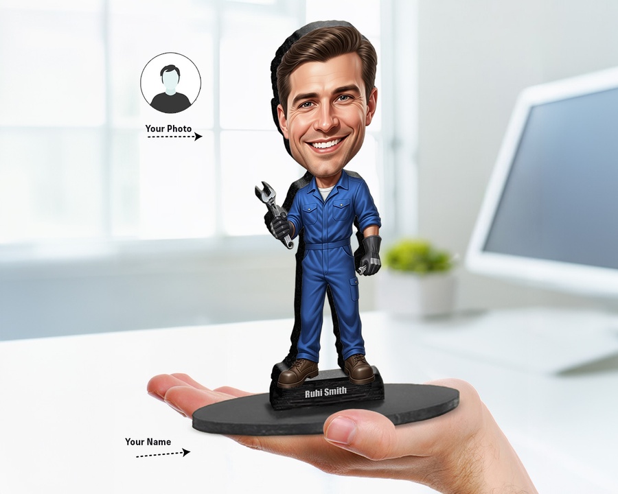 Master Mechanic figurine — custom personalized Business gift, premium wood 8 inches