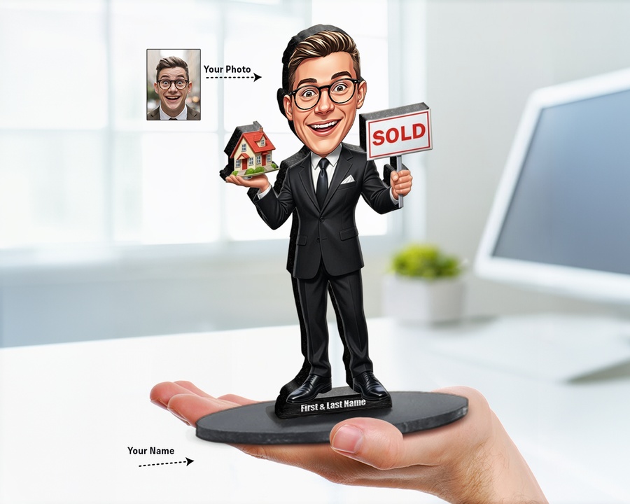 Real Estate Agent — Brown Skin figurine — custom Business gift