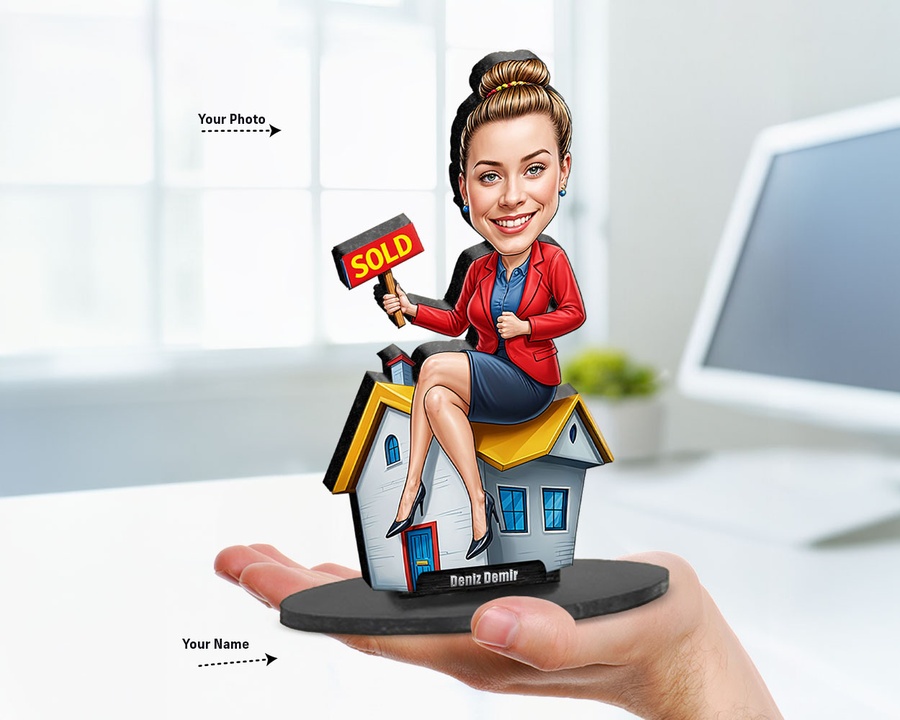 Female Real Estate Agent figurine — custom Business gift