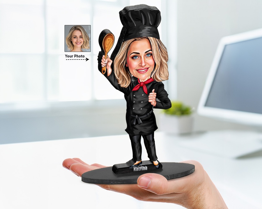 Bartender Cocktail figurine — custom personalized Culinary gift, premium wood 8 inches