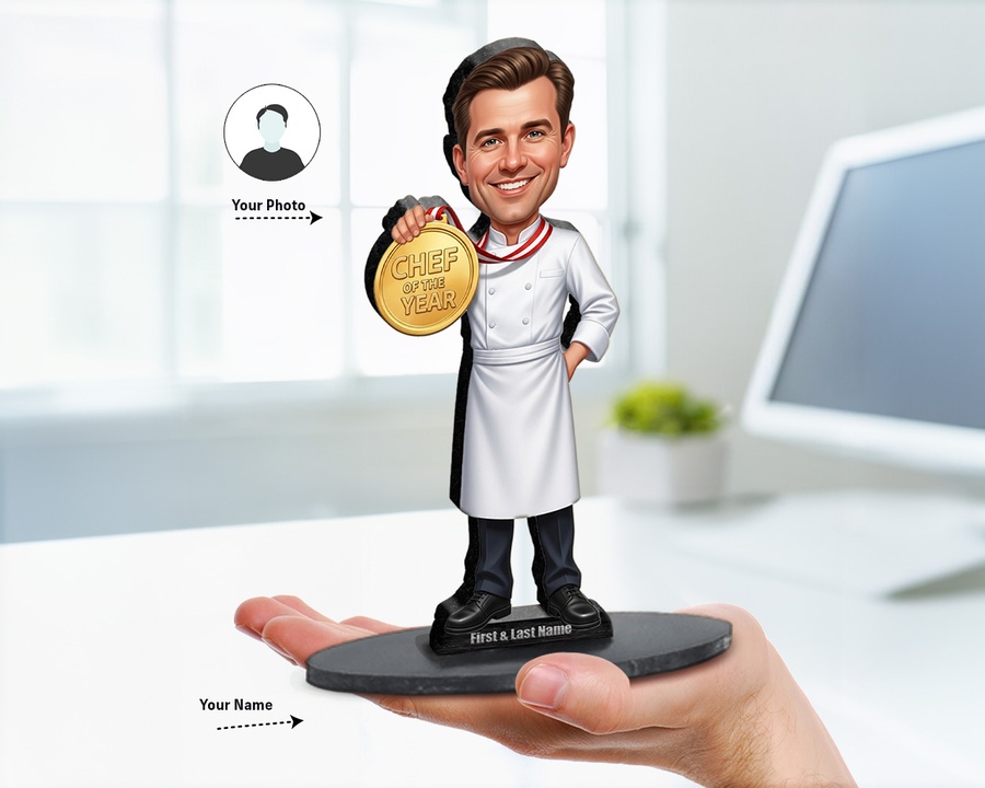 Chef Award Gold Medal figurine — custom Culinary gift