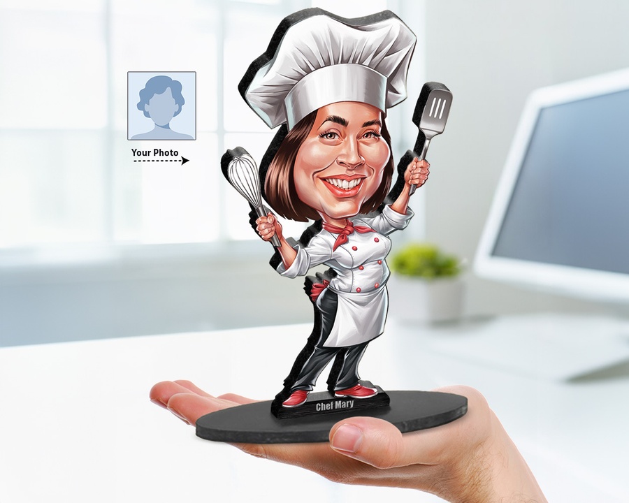 Chef Cooking Spoon figurine — custom personalized Culinary gift, premium wood 8 inches