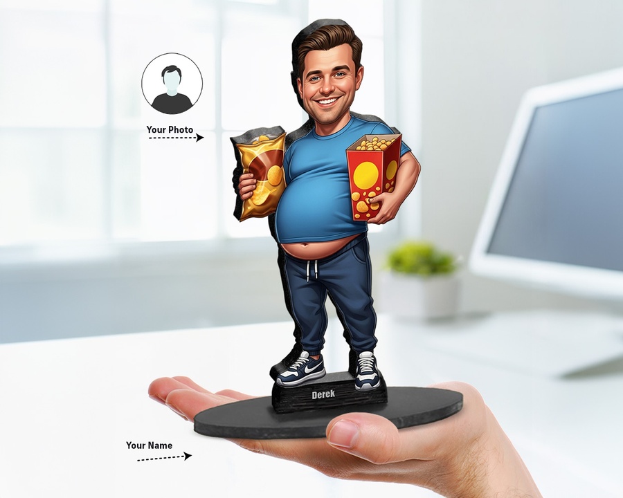 Chef Pizza Tray figurine — custom personalized Culinary gift, premium wood 8 inches