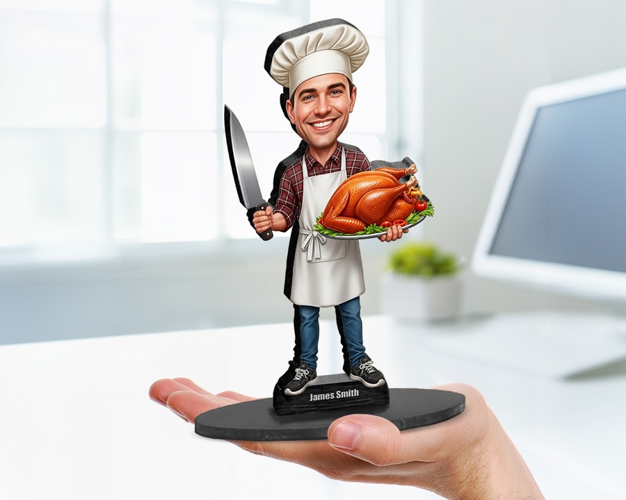 Thanksgiving Cook Turkey figurine — custom Culinary gift