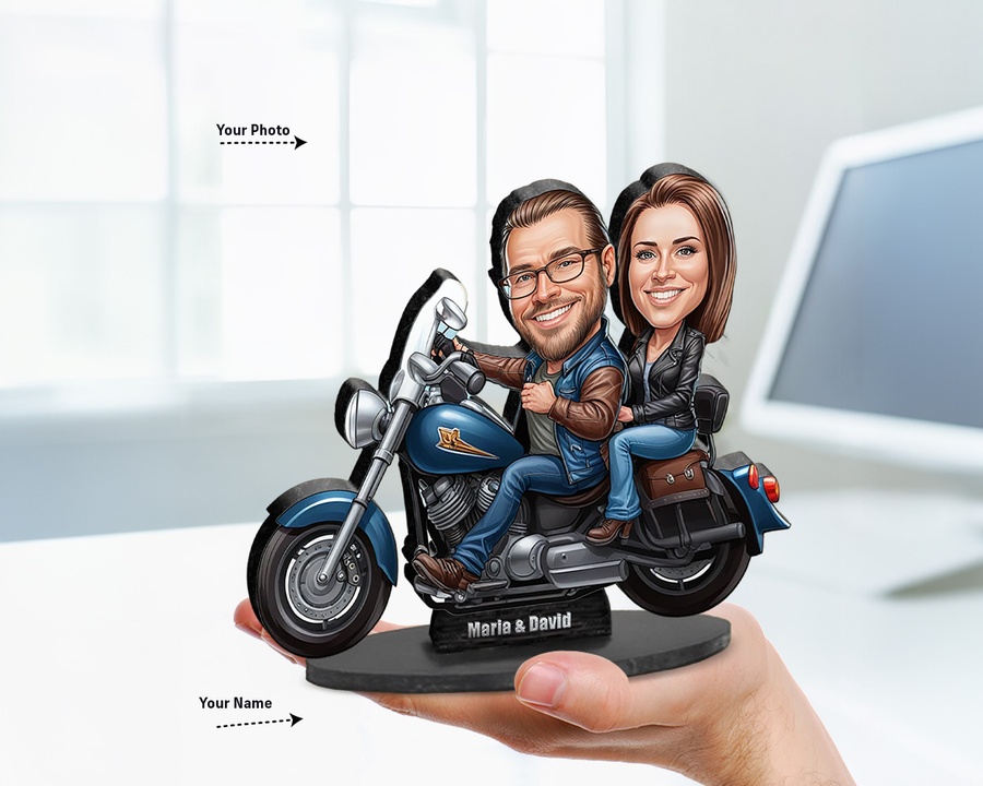 Biker Couple figurine — custom Family gift