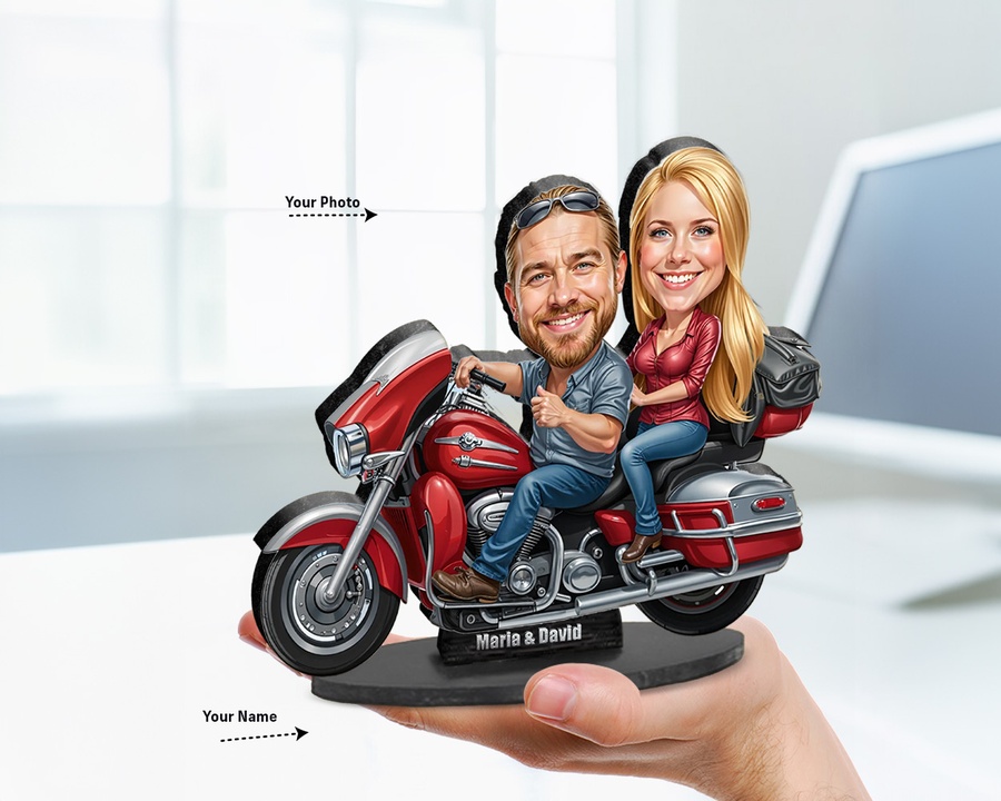Biker Couple figurine — custom Family gift