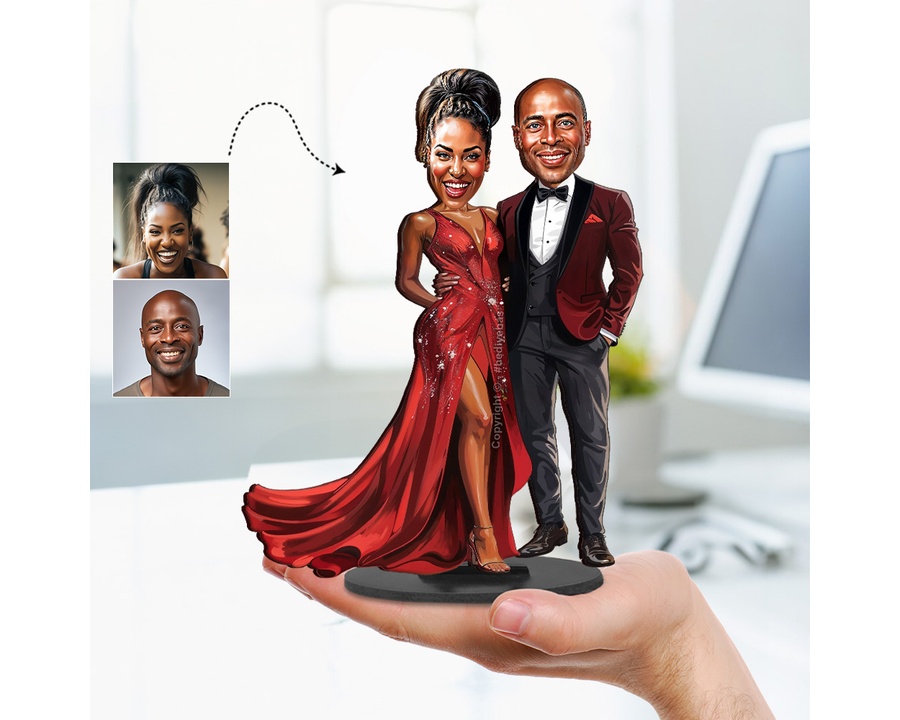 Formal Couple — Red Dress figurine — custom Family gift
