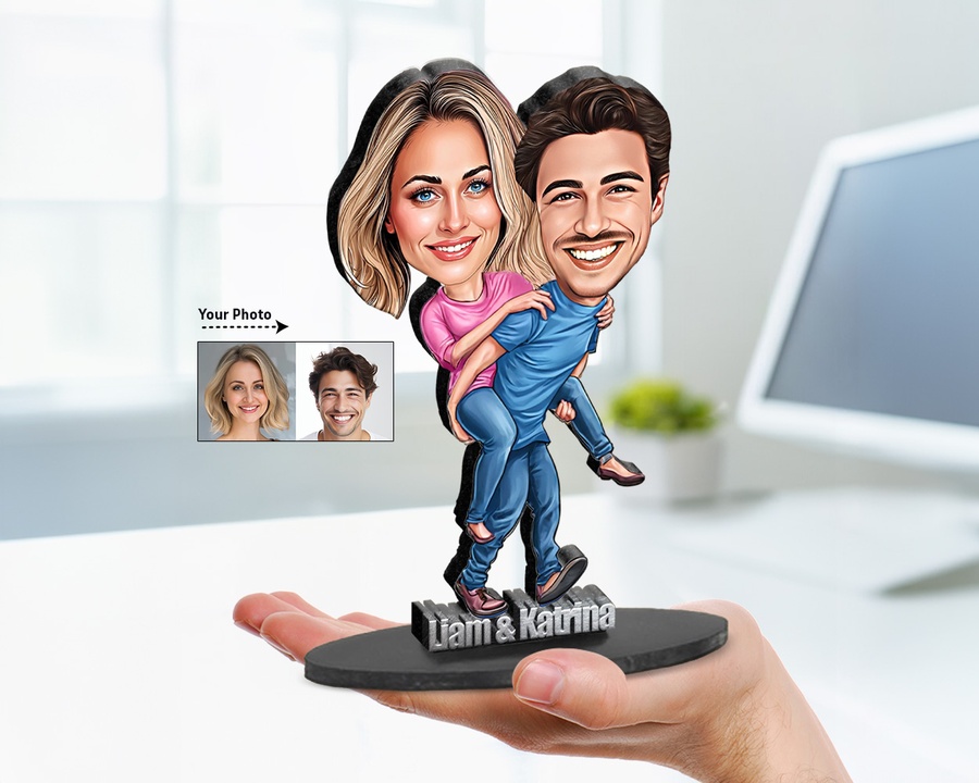 Romantic Couple — Hug figurine — custom personalized Family gift, premium wood 8 inches