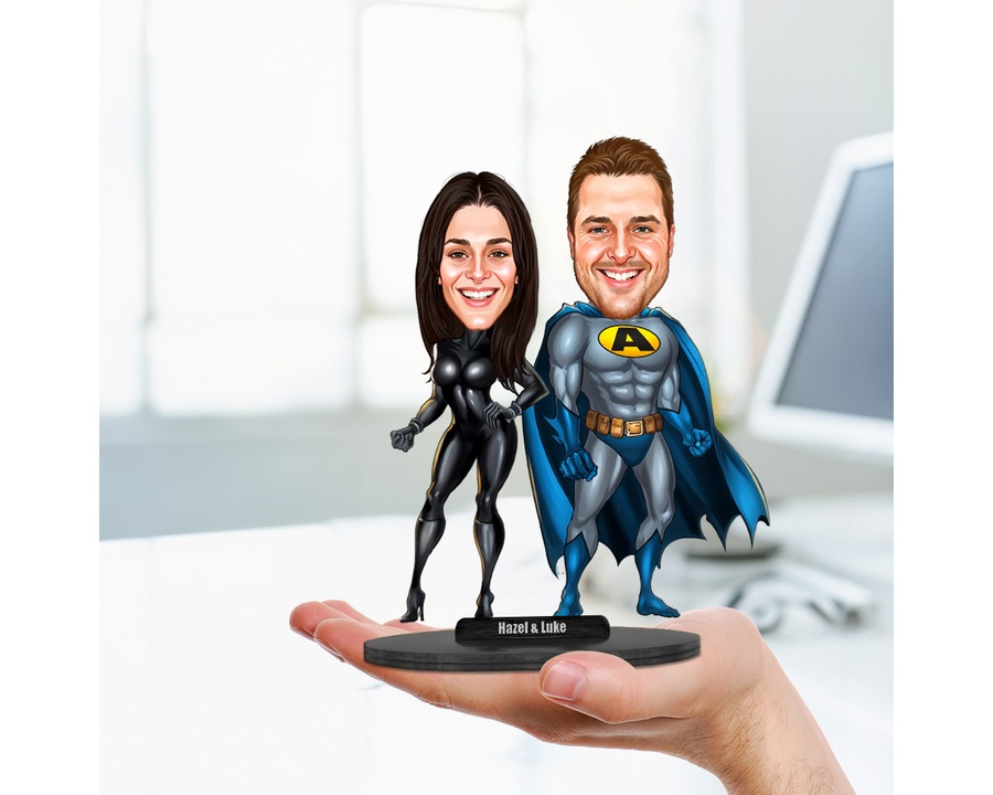 Superhero Couple figurine — custom Family gift