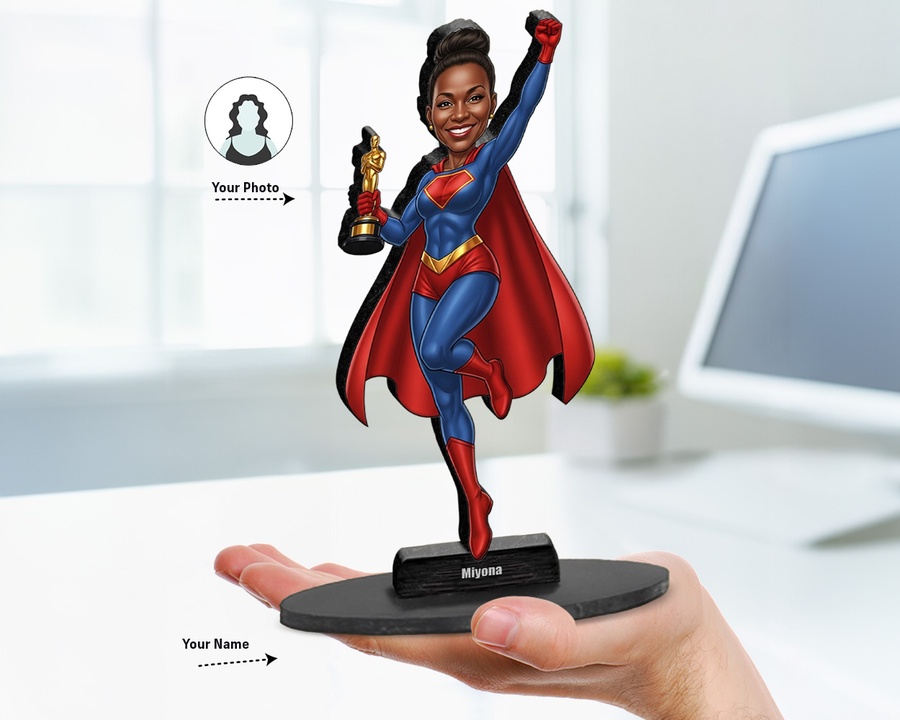 Superhero Female — Magic Cape figurine — custom Family gift