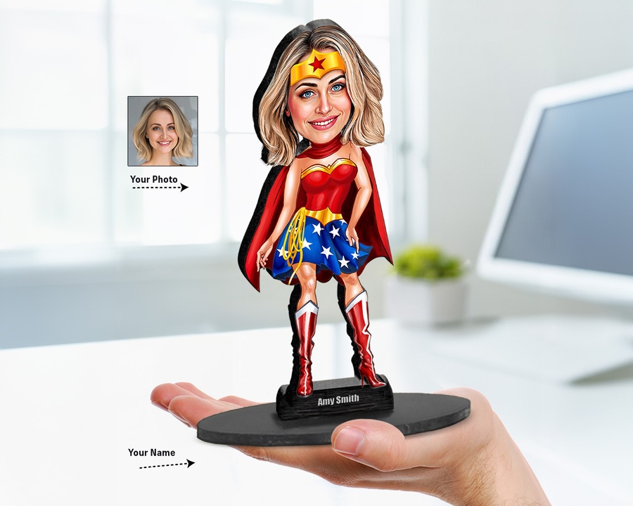Superhero Female — Star Shield figurine — custom Family gift
