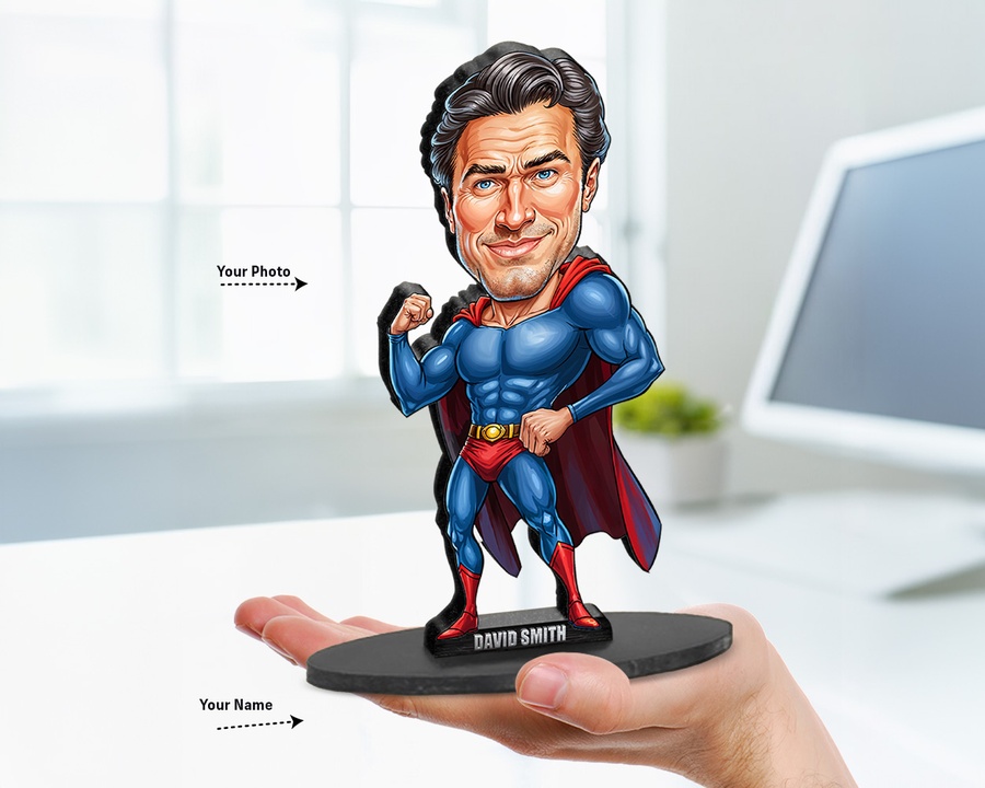 Superhero Male — Classic Blue figurine — custom Family gift
