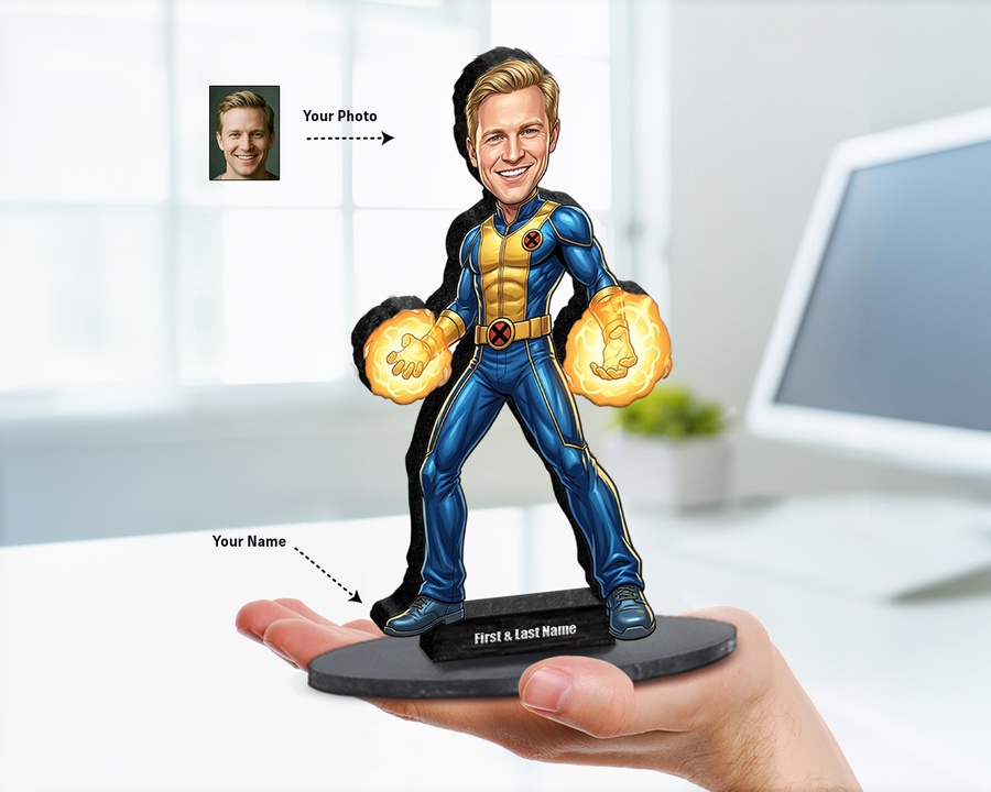 Superhero Male — Gold Power figurine — custom Family gift