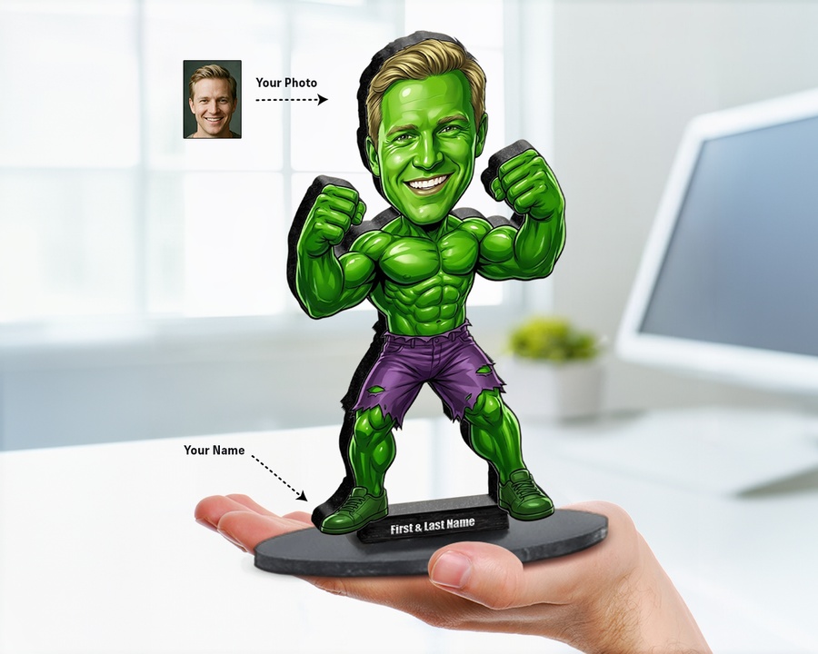 Superhero Male — Green figurine — custom Family gift