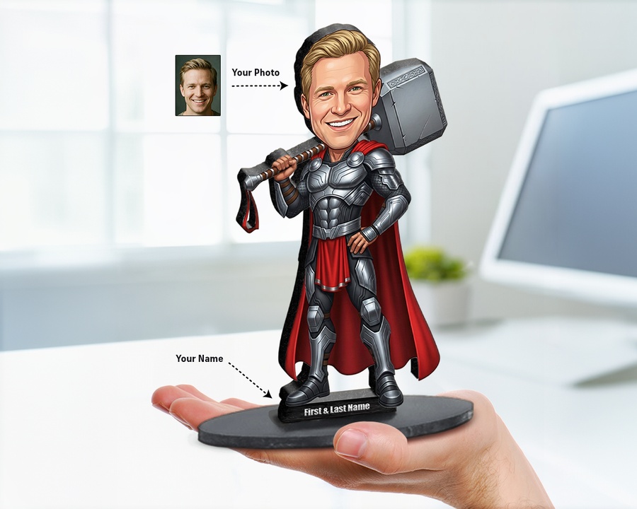 Superhero Male — Hammer figurine — custom Family gift
