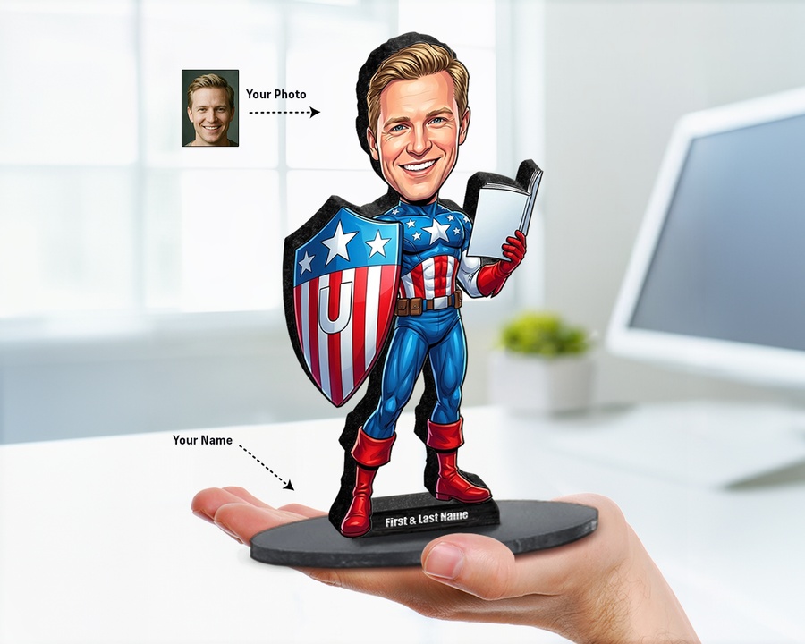 Superhero Male — Patriotic figurine — custom Family gift