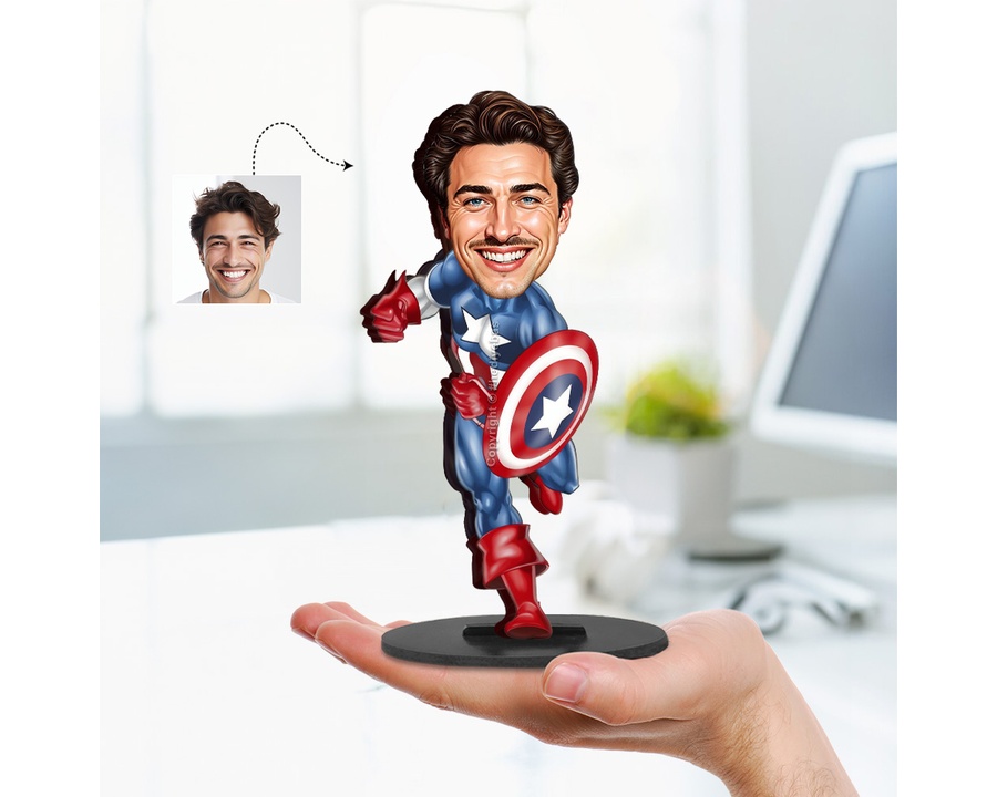 Superhero Male — Shield figurine — custom Family gift