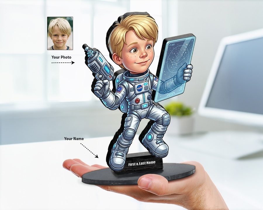 Astronaut Boy — Reading figurine — custom Family gift