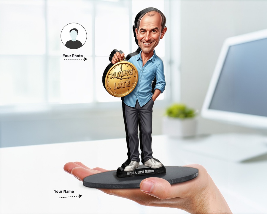 Always Late Clock Award figurine — custom Funny gift