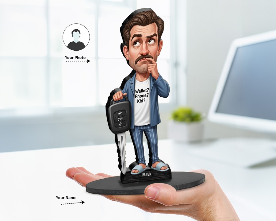 Dad Family figurine — custom personalized Funny gift, premium wood 8 inches