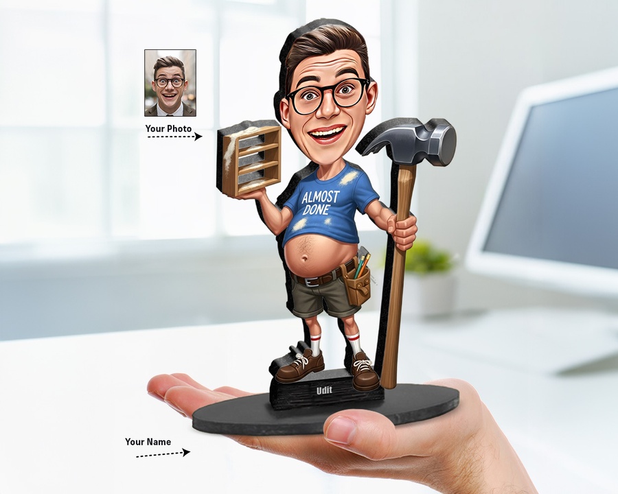 Diy Husband Tools figurine — custom personalized Funny gift, premium wood 8 inches