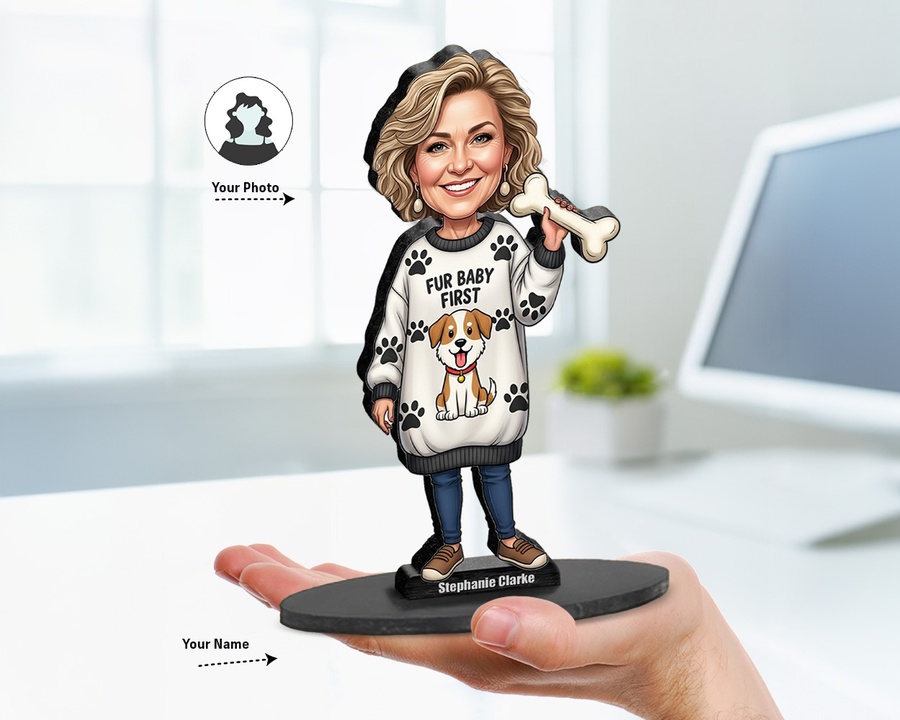Dog Lover Pet figurine — custom personalized Funny gift, premium wood 8 inches
