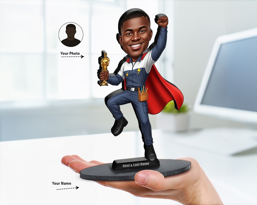 Electrician Award figurine — custom personalized Business gift, premium wood 8 inches