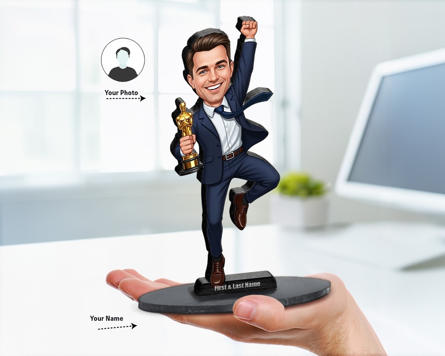 Film Award Winner figurine — custom personalized Business gift, premium wood 8 inches