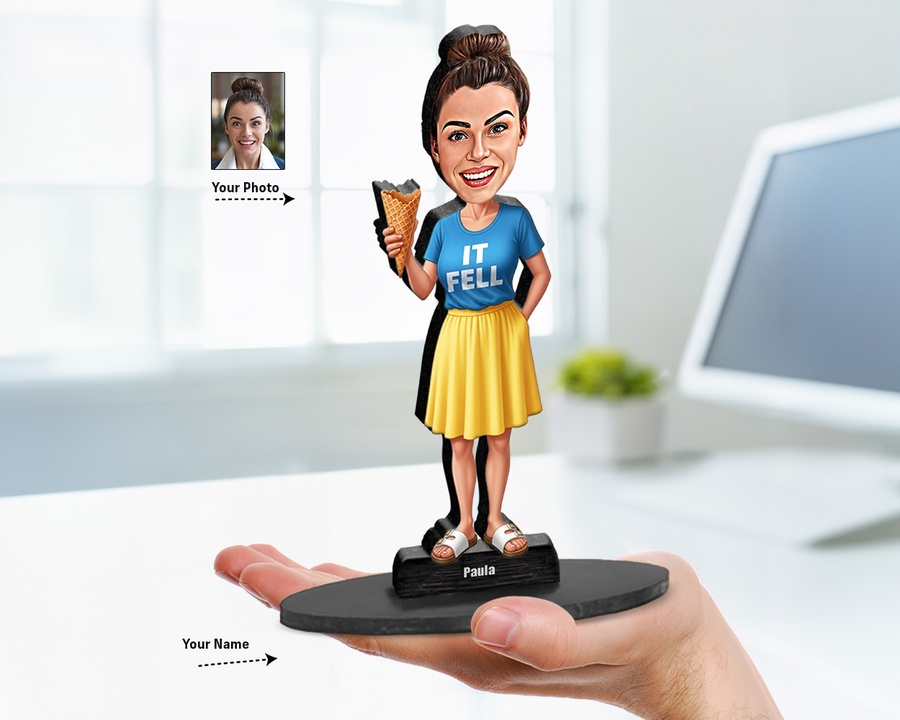 Ice Cream Accident figurine — custom personalized Funny gift, premium wood 8 inches