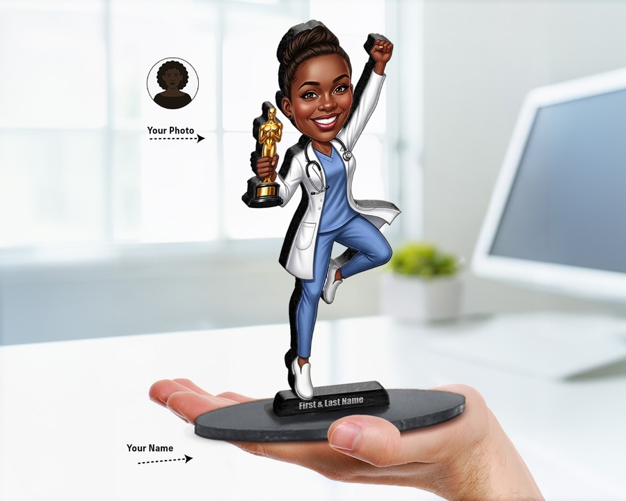 Nurse Award — Brown Skin figurine — custom Healthcare gift