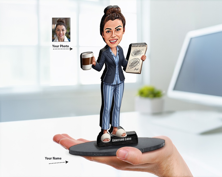 Pajama Boss figurine — custom personalized Business gift, premium wood 8 inches