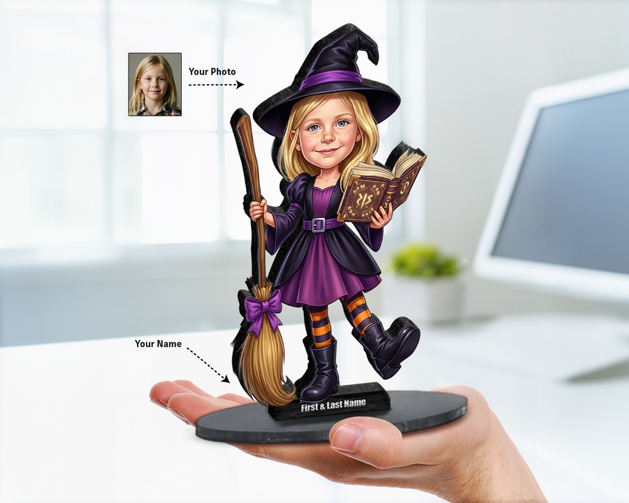 Witch Broom Book figurine — custom Seasonal gift
