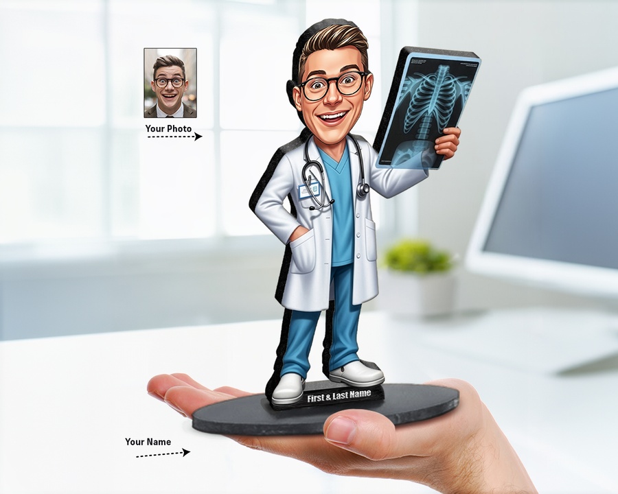 Chiropractor figurine — custom personalized Healthcare gift, premium wood 8 inches