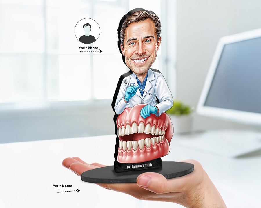 Dentist figurine — custom personalized Healthcare gift, premium wood 8 inches