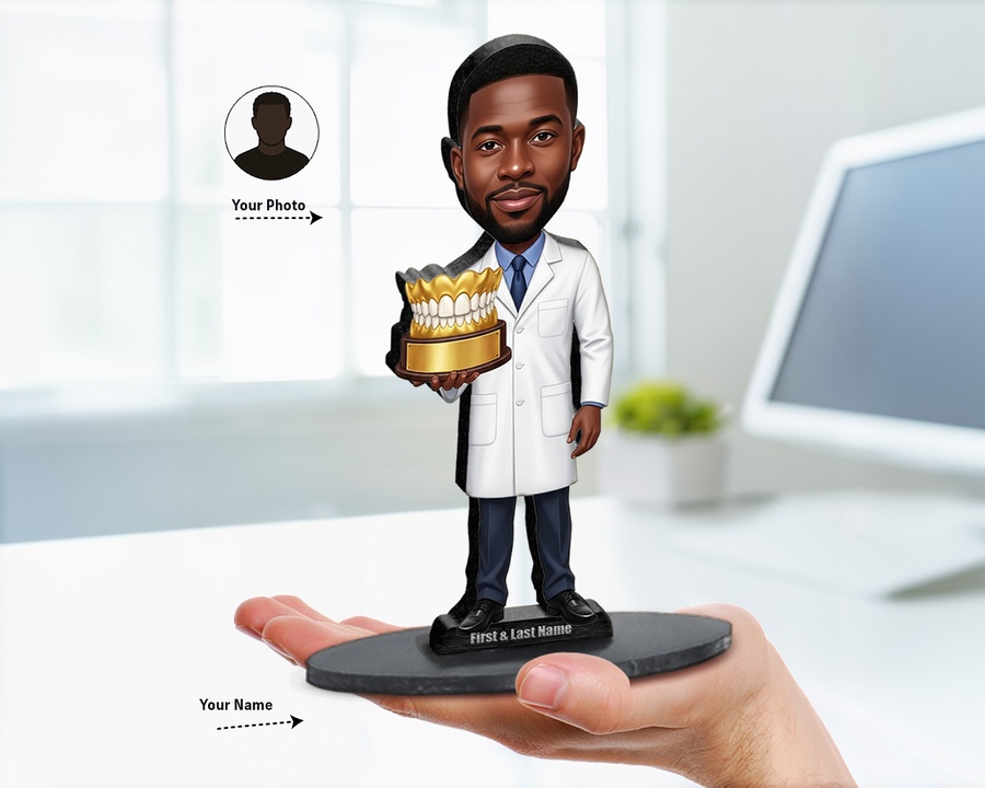 Dentist figurine — custom personalized Healthcare gift, premium wood 8 inches